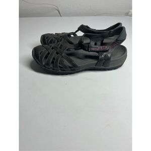 Zibu Sandals Womens 6,5 M Beena Hiking Comfort Strappy Grey Faux Leather Lace Up